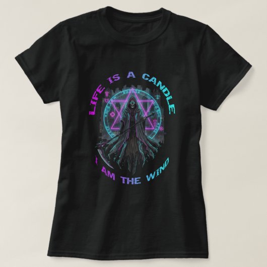Het leven is een kaars, ik ben de wind t-shirt (Design voorkant)