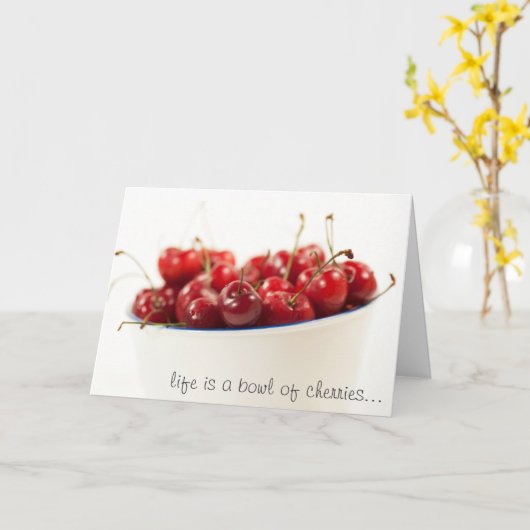 Het leven is een kom met kersen kaart (Gele Bloem)