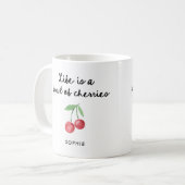 Het leven is een kom met kersen | Schattige retros Koffiemok (Voorkant links)