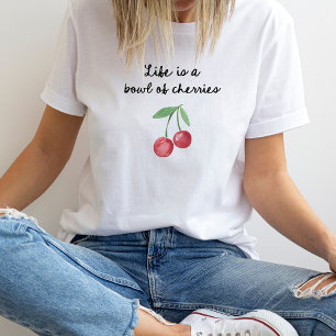 Het leven is een kom met kersen   Schattige retros T-shirt
