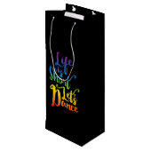 Het leven is een korte bliksemtas met wijnstokken wijn cadeautas (Achterkant Gekanteld)