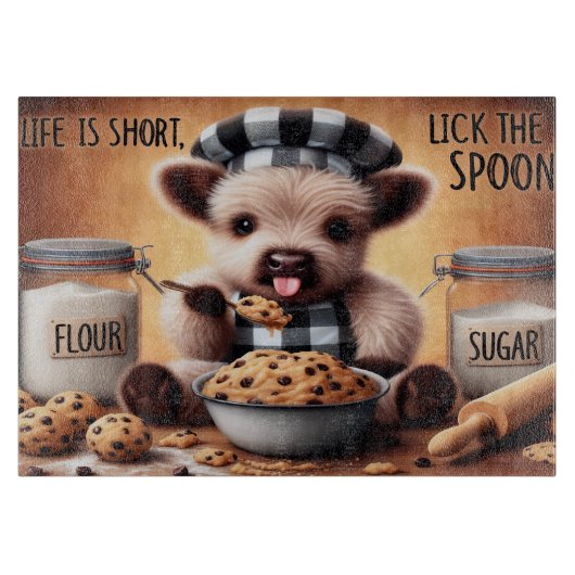 Het leven is een korte Koe snijplank (Voorkant)