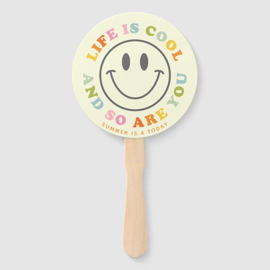 Het leven is een mooi glimlachend gezicht Emoji Handwaaier (Achterkant)