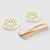 Het leven is een mooi glimlachend gezicht Emoji Handwaaier (Niet-gemonteerd)