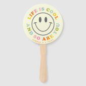 Het leven is een mooi glimlachend gezicht Emoji Handwaaier (Voorkant)