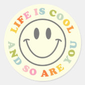 Het leven is een mooi glimlachend gezicht Emoji Ronde Sticker (Voorkant)