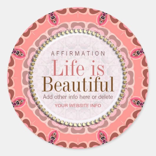 Het leven is een mooie Aarde Pinks Tribal Sticker (Voorkant)