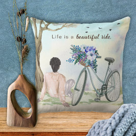 Het leven is een mooie fiets kussen