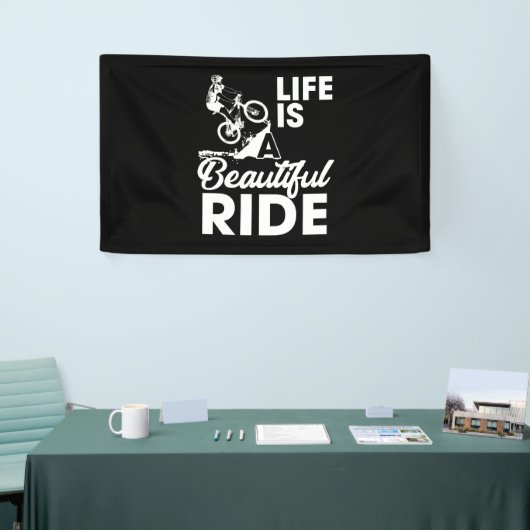 Het leven is een mooie fietsenbike spandoek (Beurs)