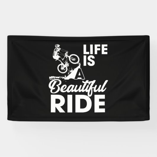 Het leven is een mooie fietsenbike spandoek (Horizontaal)
