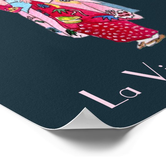 Het leven is een mooie Franse slogan Japans Geisha Poster (Hoek)