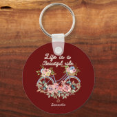 Het leven is een mooie rit Citaten Lente Bloemen N Sleutelhanger (Achterkant)
