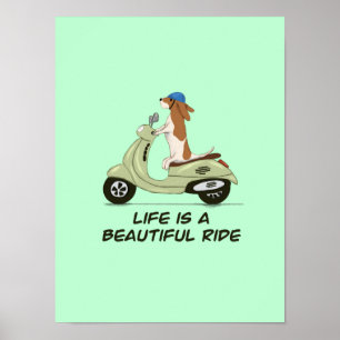 Het leven is een mooie rit - Dog op Vespa - Green Poster