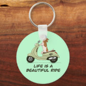 Het leven is een mooie rit - Dog op Vespa - Green Sleutelhanger (Voorkant)
