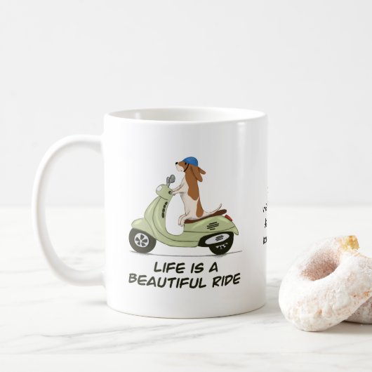 Het leven is een mooie rit - Dog op Vespa Koffiemok (Met donut)