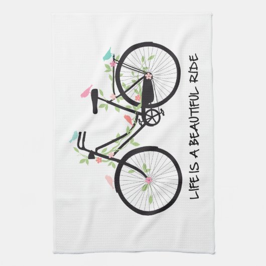 Het leven is een mooie rit, een fiets theedoek (Verticaal)