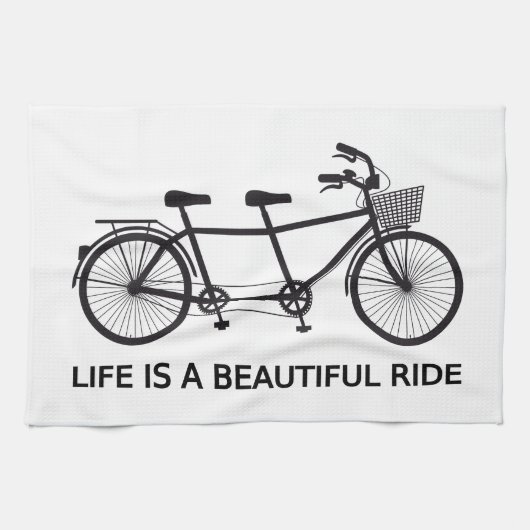Het leven is een mooie rit, een tandem fiets theedoek (Horizontaal)