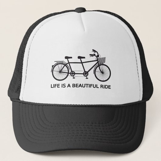 Het leven is een mooie rit, een tandem fiets trucker pet (Voorkant)