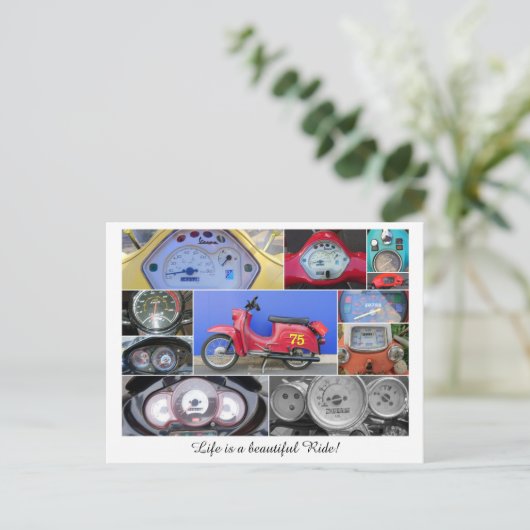 Het leven is een mooie rit op een scooter! briefkaart (Staand voorkant)