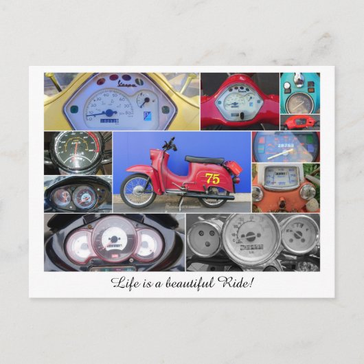 Het leven is een mooie rit op een scooter! briefkaart (Voorkant)