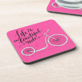 Het leven is een mooie rode roze bier onderzetter (Linkerzijde)