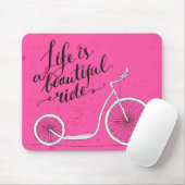 Het leven is een mooie rode roze muismat (Met muis)