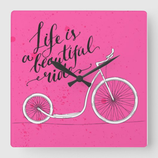 Het leven is een mooie rode roze vierkante klok (Voorkant)