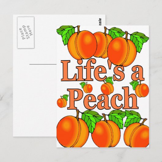 Het leven is een Peach Briefkaart (Voorkant / Achterkant)