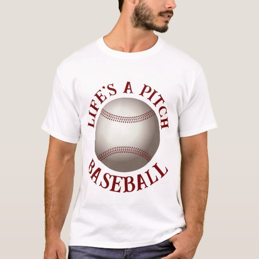 Het leven is een pitch - Unisex Baseball T-Shirt (Voorkant)