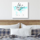 Het leven is een prachtig blauw canvas afdruk (Insitu (Slaapkamer))