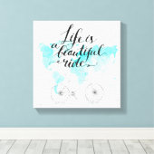 Het leven is een prachtig blauw canvas afdruk (Insitu (Houten vloer))