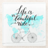 Het leven is een prachtig blauw glazen onderzetter (Voorkant)