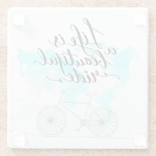 Het leven is een prachtig blauw glazen onderzetter (Achterkant)