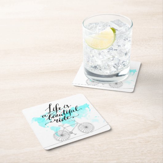 Het leven is een prachtig blauw kartonnen onderzetters (Insitu)