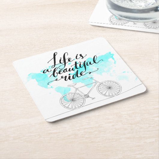 Het leven is een prachtig blauw kartonnen onderzetters (Schuin)