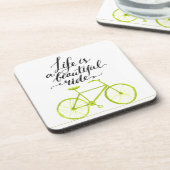 Het leven is een prachtig ride Lime Green Bier Onderzetter (Linkerzijde)