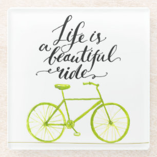 Het leven is een prachtig ride Lime Green Glazen Onderzetter