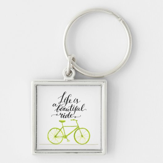 Het leven is een prachtig ride Lime Green Sleutelhanger (Voorkant)