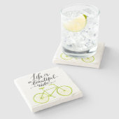 Het leven is een prachtig ride Lime Green Stenen Onderzetter (Zijkant)