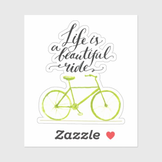 Het leven is een prachtig ride Lime Green Sticker (Vel)