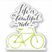 Het leven is een prachtig ride Lime Green Sticker (Voorkant)