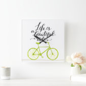 Het leven is een prachtig ride Lime Green Vierkante Klok (Huis)