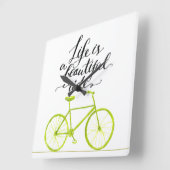 Het leven is een prachtig ride Lime Green Vierkante Klok (Hoek)