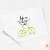Het leven is een prachtig ride Lime Green Vierkante Sticker (Envelop)
