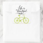 Het leven is een prachtig ride Lime Green Vierkante Sticker (Tas)