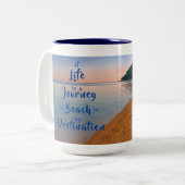 Het leven is een reis die het strand mijn bestemmi tweekleurige koffiemok (Voorkant links)