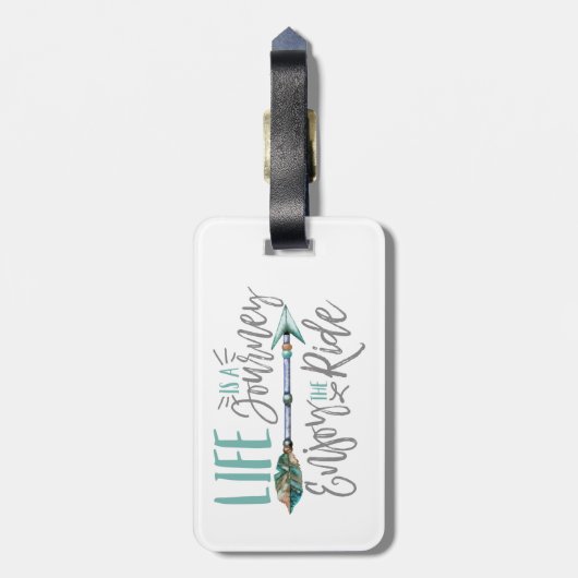 Het leven is een reis Geniet van de ride Boho Wand Bagagelabel (Achterkant verticaal)