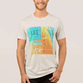 "Het leven is een reis" Gold Aqua Yellow Design Tri-Blend Shirt