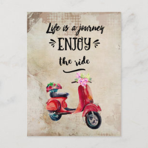 Het leven is een reis Inspirerend met scooter Briefkaart