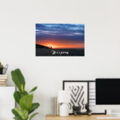 Het leven is een reis levendig strand zonsondergan poster (Thuiskantoor)